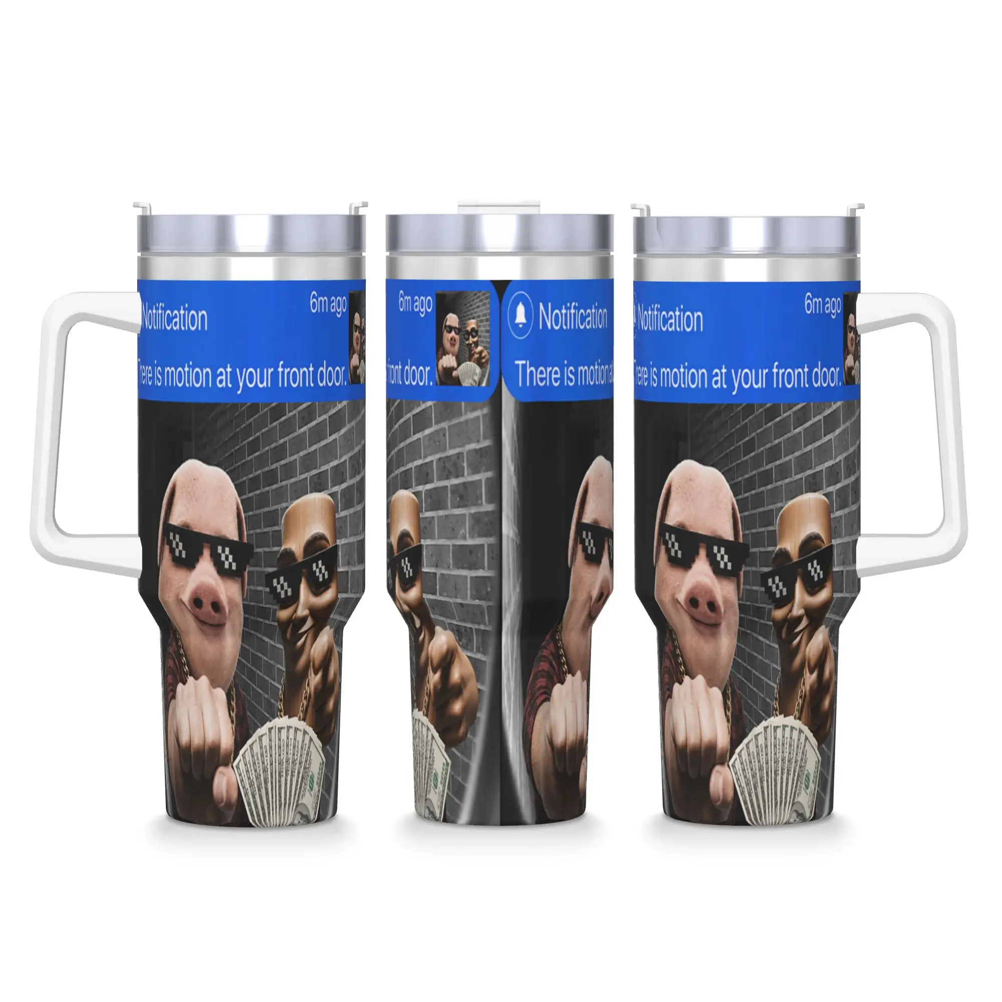 Stainless Steel Tumbler There is Motion at Your Front Door Tung Sahur John Pork Meme Thermal Cups Keep Heat Hot Drinks Car Mugs