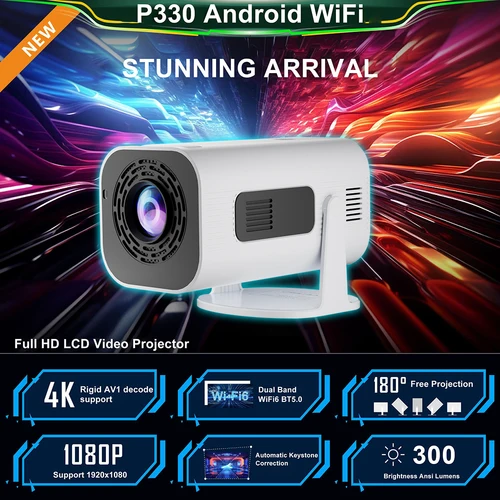 Imagen 2 del producto Salange P330W Mini proyector Android 11 280 ANSI 4K 8K 1080P Wifi6 BT5.0 proyector portátil de cine en casa Android/IOS Video teatro
