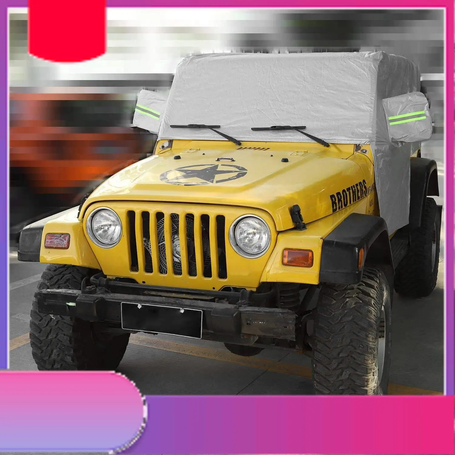 

Sunshield Cover, For Jeep Wrangler TJ 1997-2006 Snow Rain Cover Weatherproof Car Cover Body Dustproof UV Protector-Y79A