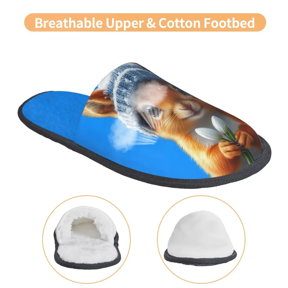 Custom Cute Squirrel Memory Foam Slippers Women Soft Warm House Slippers
