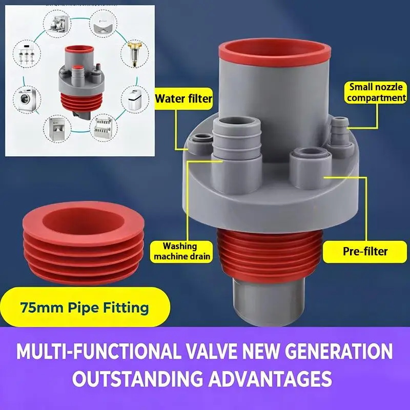 Kitchen Pipe Drainpipe Connector Five-in-One Dishwasher Sink Sewer Odor-Proof Insec Joint Water Purifier Front Filter Connector