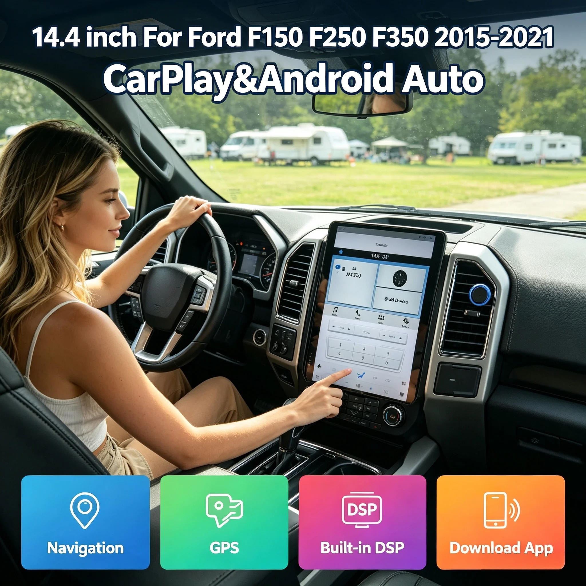 14.4 Inch Andriod 13 Radio For Ford F150 F250 2015 2016 2017 2018 2019 2020 2020 Car GPS Navi Multimedia Player Head Unit Screen