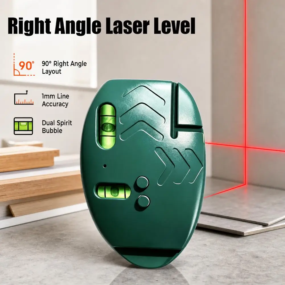 Red Beam Laser Level Tool Compact ABS Pocket Cross Line Laser 20m Range Dual Level Vials 90 Degree Alignment Tool for Tile Lay