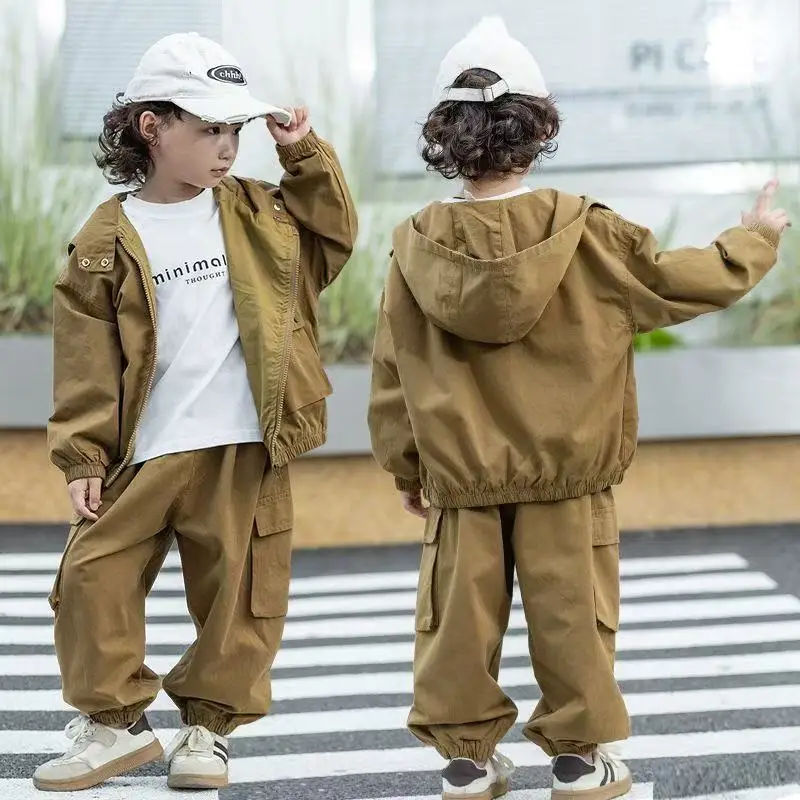 2026 Autumn New Boys Suit Set Korean Fashionable Casual Daily Solid Color Coat + T-shirt +Long Pants Three-piece Set