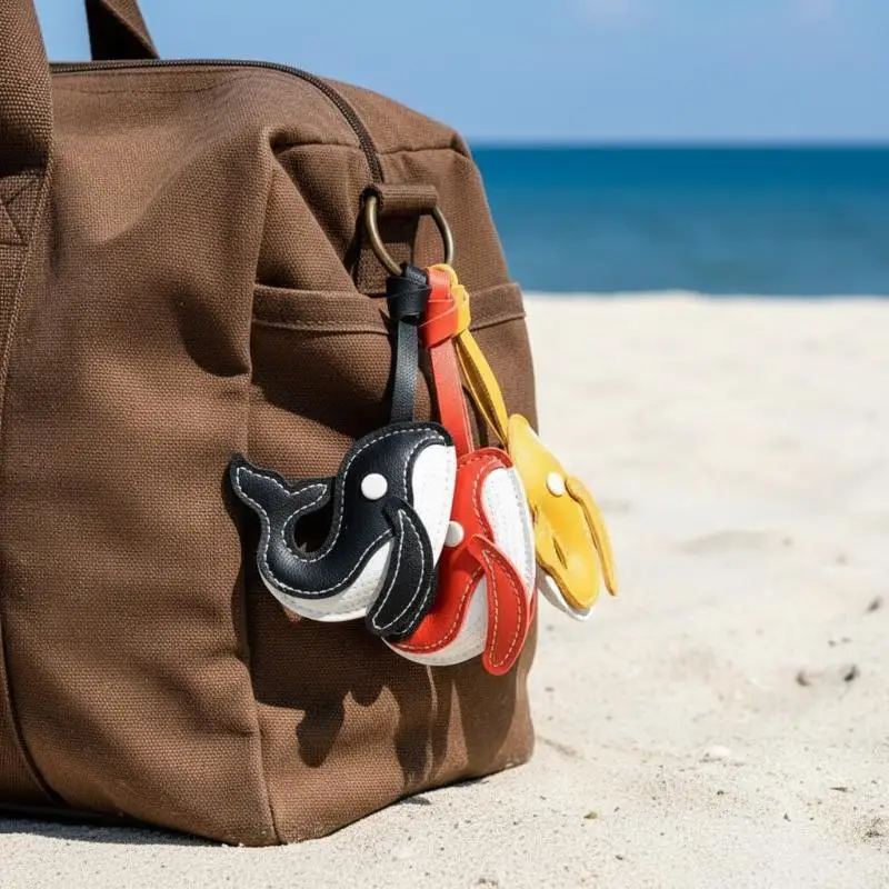 1 Stück Niedlicher Wal-Delfin-Taschenanhänger, Meerestier-Schlüsselanhänger aus PU-Leder, beruhigende Tiefsee-Vibes – entspannendes, von der Natur inspiriertes Accessoire – Detail 5