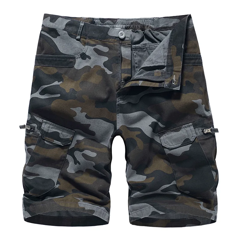 For 2023 Summer New Mens Casual Trouers Beach Green Camouflage Shorts Military Cargo Work Man Short Pants OverSize 29-40