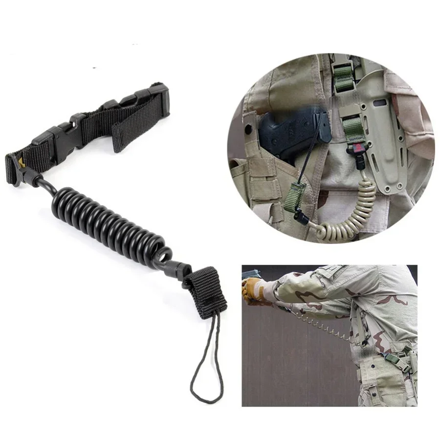 Telescopic Gun Sling Elastic Secure Lanyard Spring Handgun Pistol Sling Strap Belt Gun Rope Outdoor Hunting Accessories