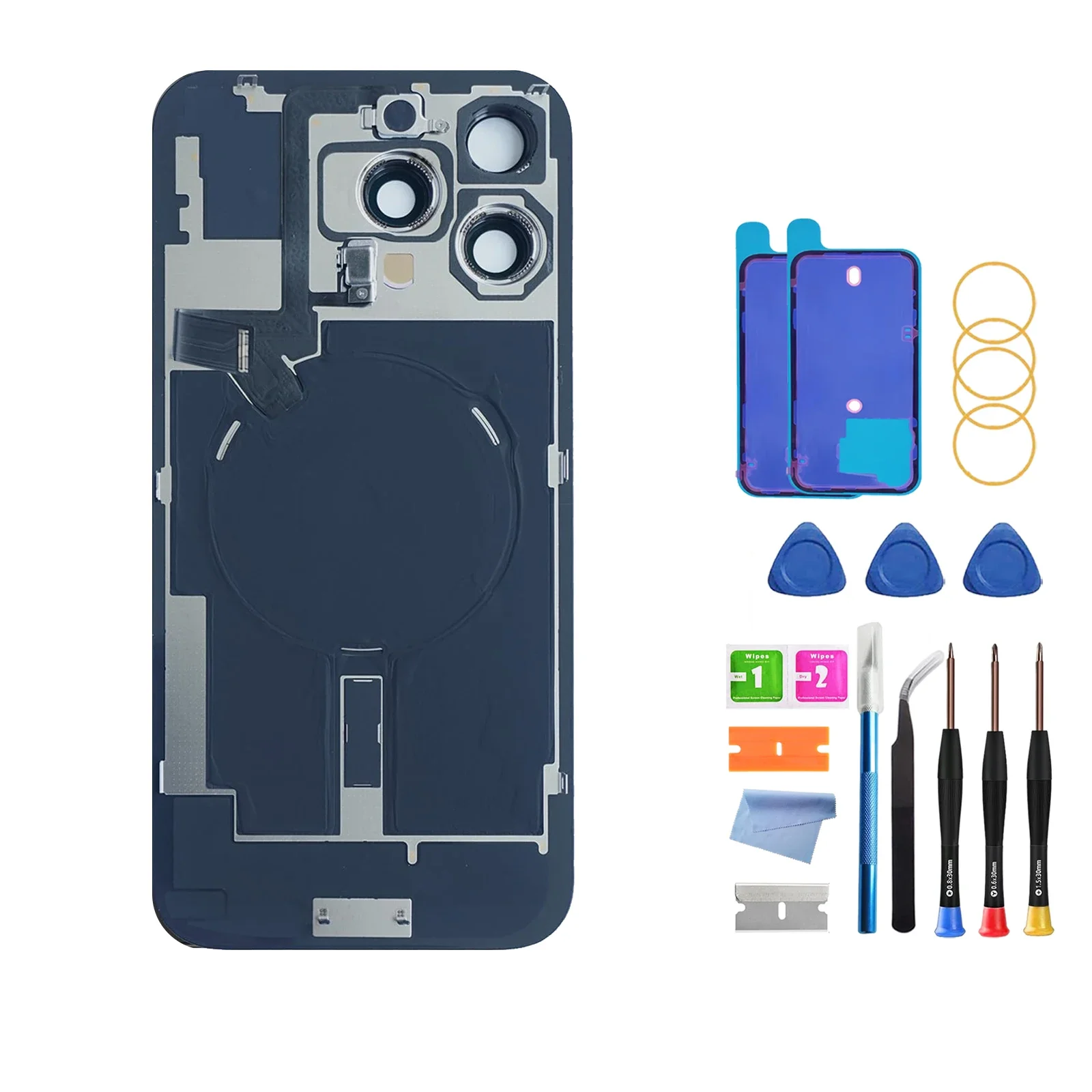 بديل الزجاج الخلفي لهاتف آيفون 16 برو ماكس (6.7 بوصة) - شحن لاسلكي فليكس، إطار كاميرا، جميع الأجزاء وشريط لاصق مقاوم للماء #1