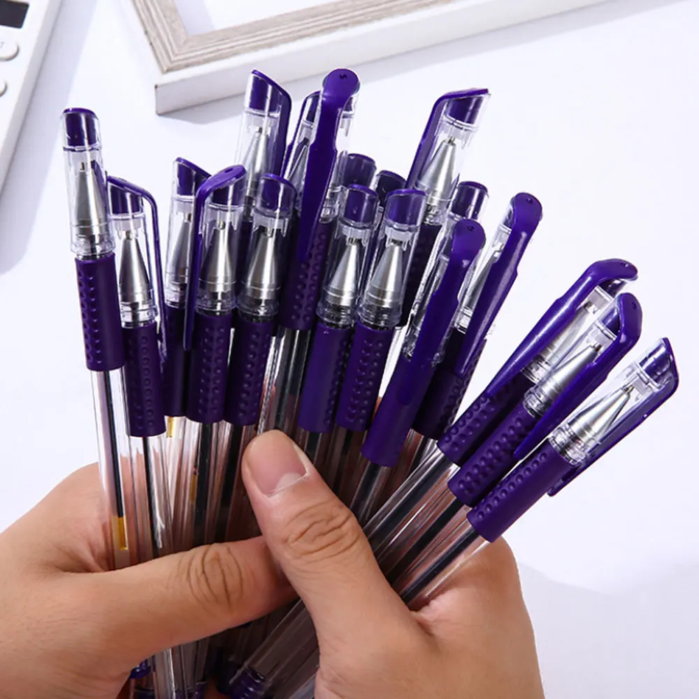 

10 шт. гелевых ручек с пулевидным наконечником 0,5 мм для плавного письма, шариковые ручки с фиолетовыми чернилами, идеальные канцелярские принадлежности для студентов, экзаменов