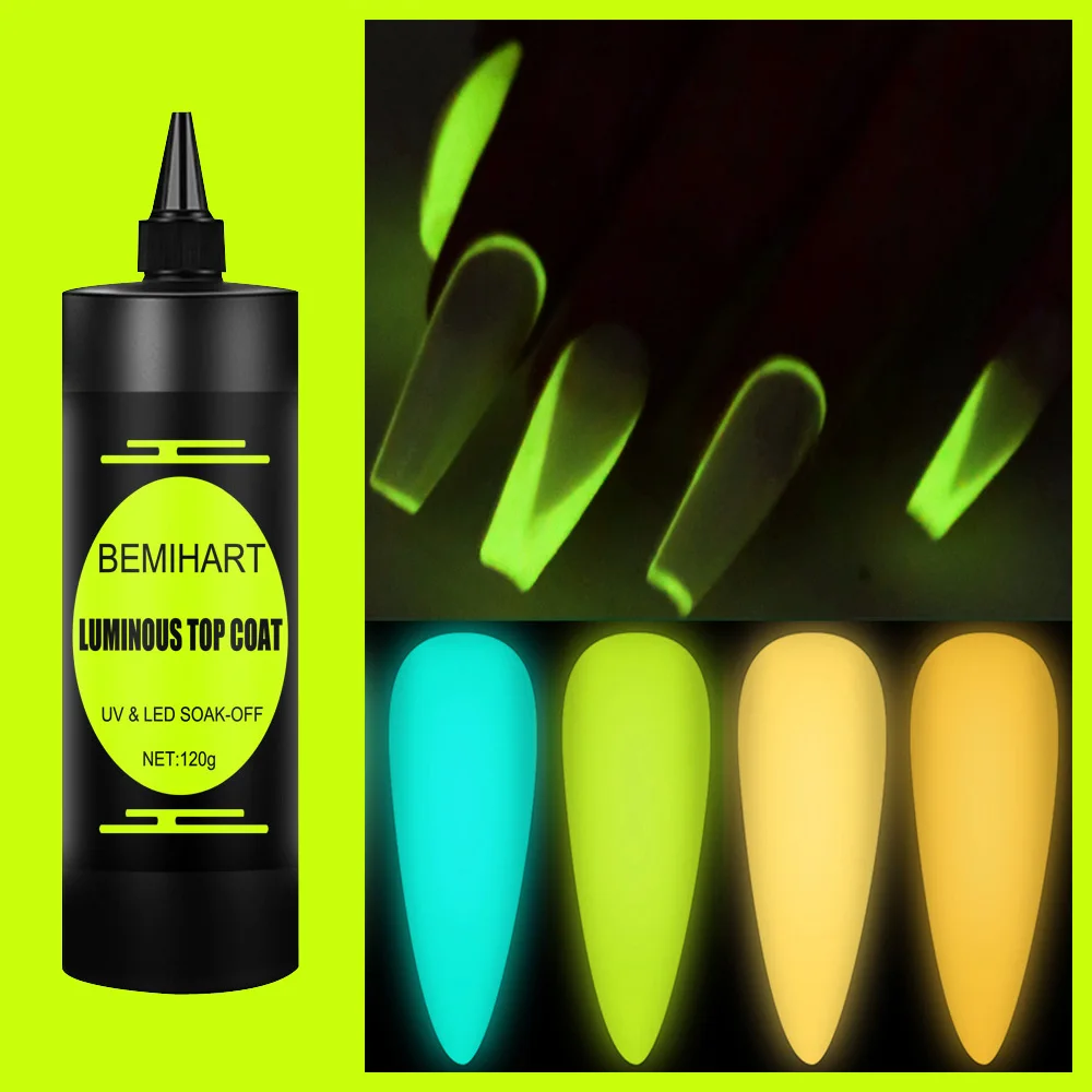 BEMIHART Luminous Reflective Magnetic Gel Nail Polish LED UV Gel Polish Glow In Dark Semi Permanent Soak Off Nail Art Polish