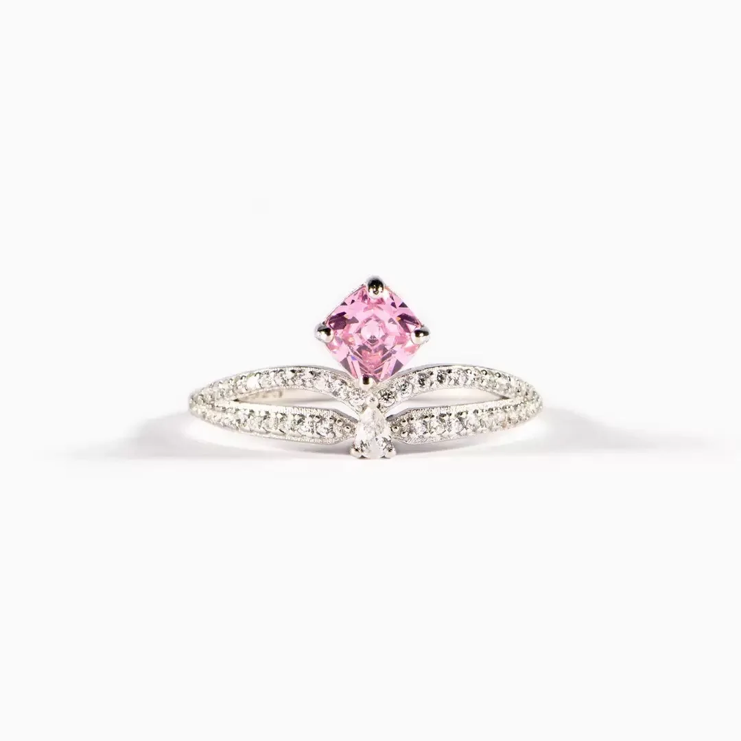 

Withered Elegant Party Jewelry Rings Women's Rins925 Sterling Silver Sparkling Double Row Diamond Square Crown Ring Dining Ring