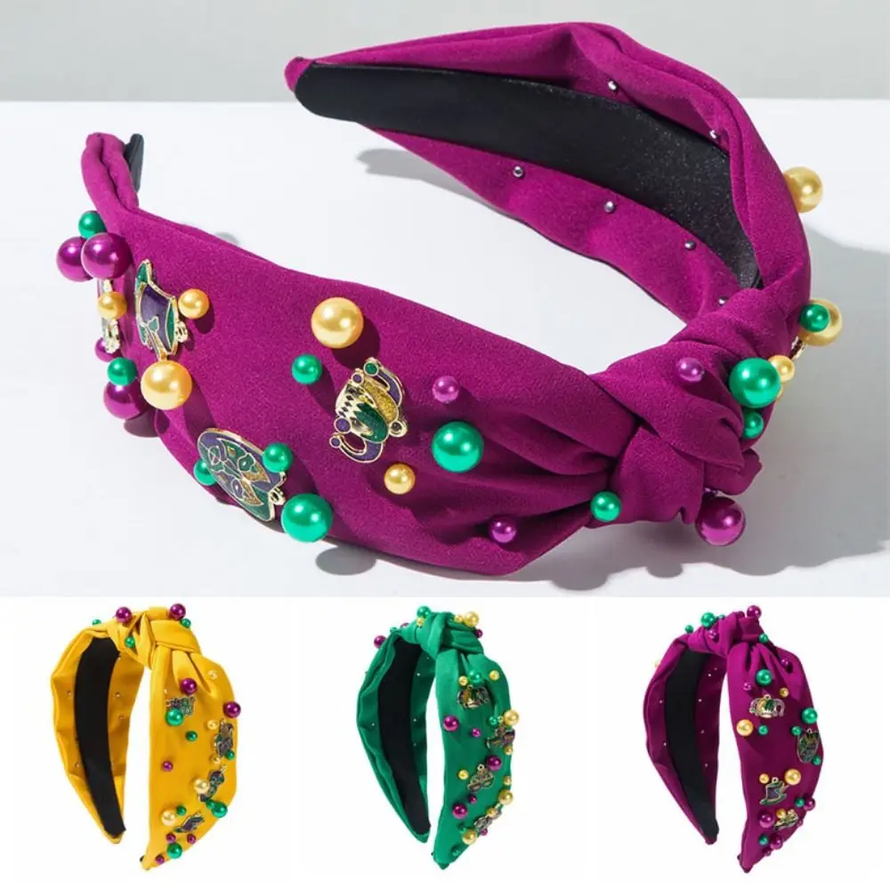 

Creative Rhinestone Knot Hairband Bead Inlaid DIY Carnival Party Hairband Hand Sewn Pattern Knotting Crystal Beads Hair Band
