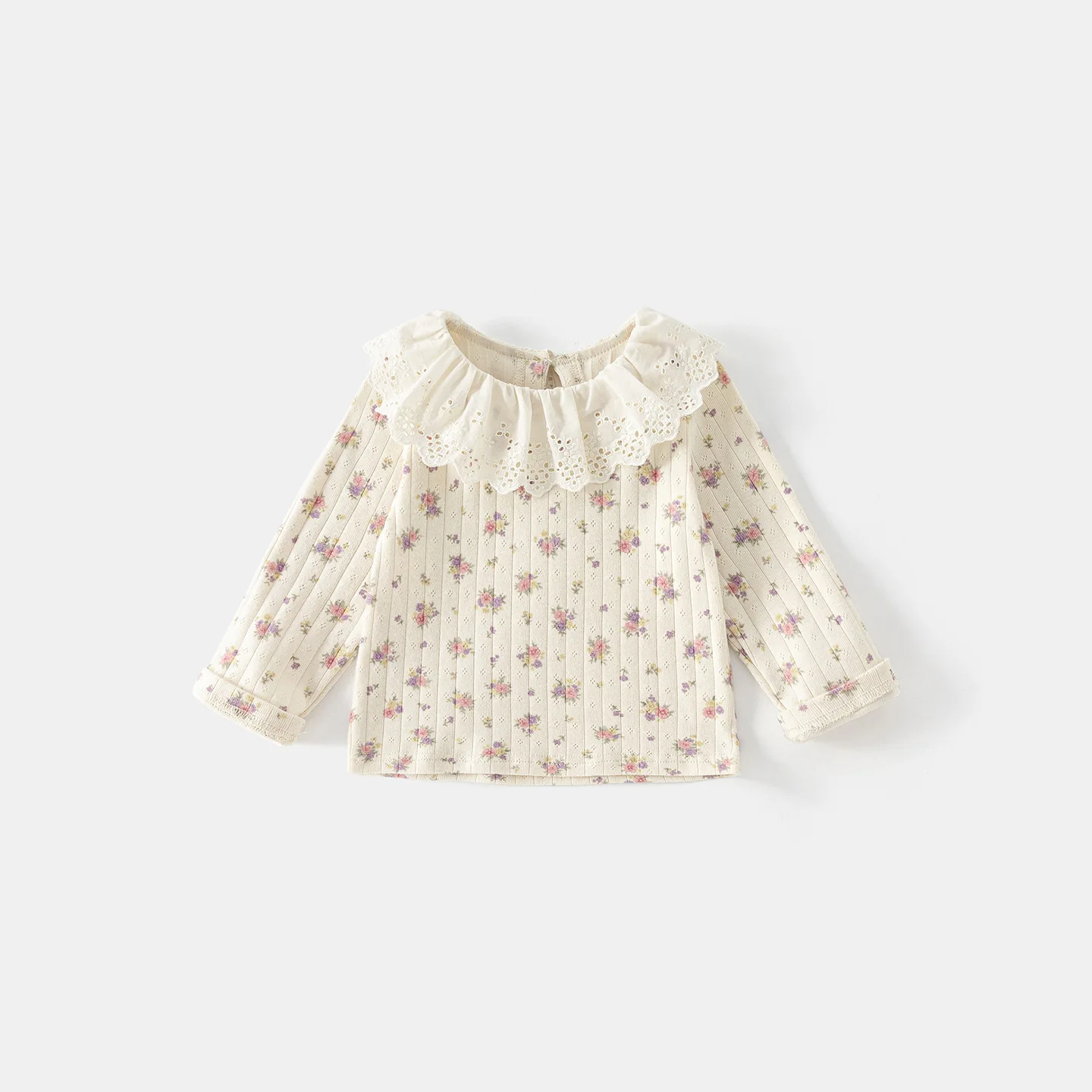 Girls Autumn T Shirt 2026 New Floral Cute Baby Girl Shirt Top Childrens Spring and Autumn Lotus Leaf Collar Clothes