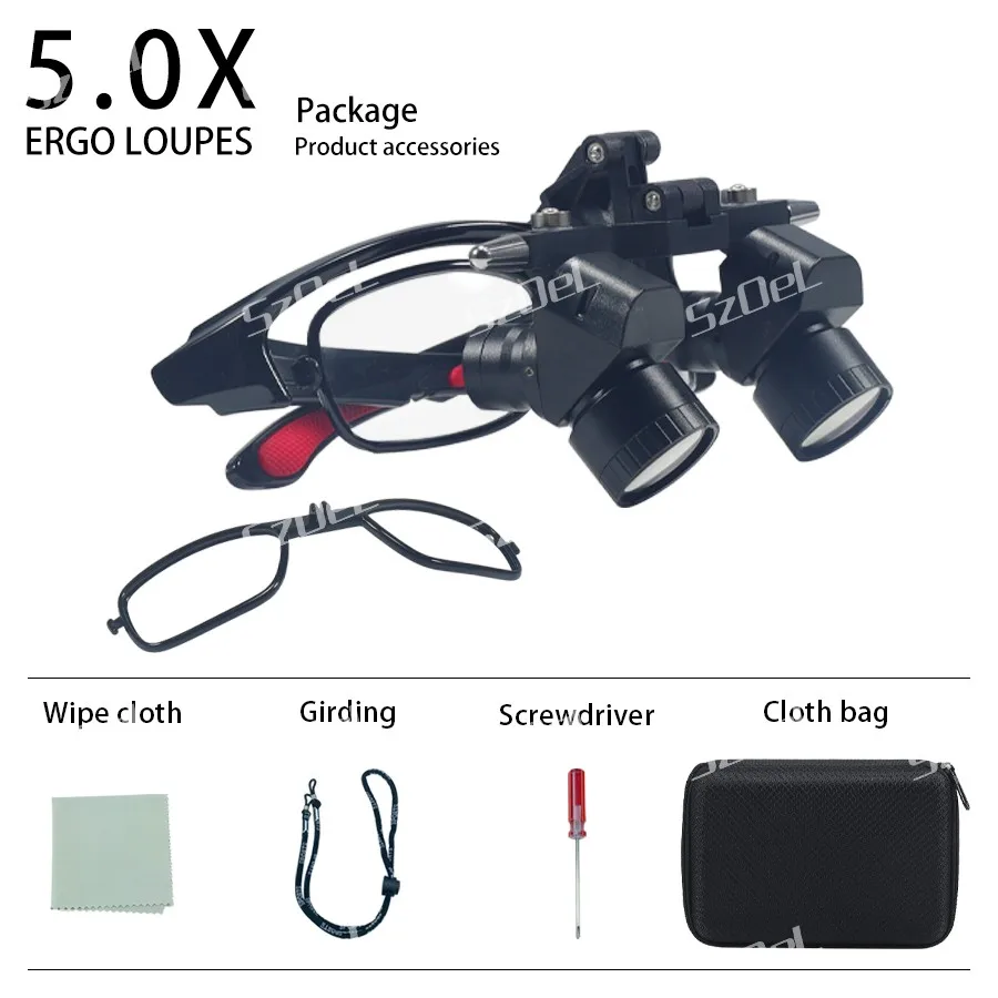 Tandheelkundige Ergo-zoomloepen, vrij instelbaar zicht, nauwkeurige vergroting van details, geschikt voor verschillende behandelingsscenario's