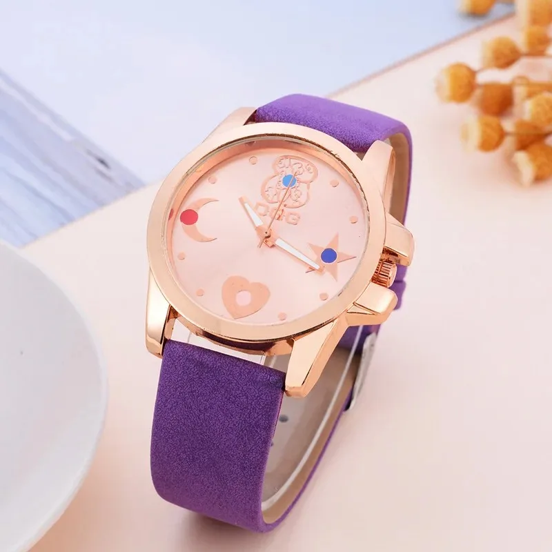 Women Watches Fashion Dress Quartz Ladies Casual Leather Wristwatches Gift Bear Clock Simple Relogio Feminino Relojes Mujer