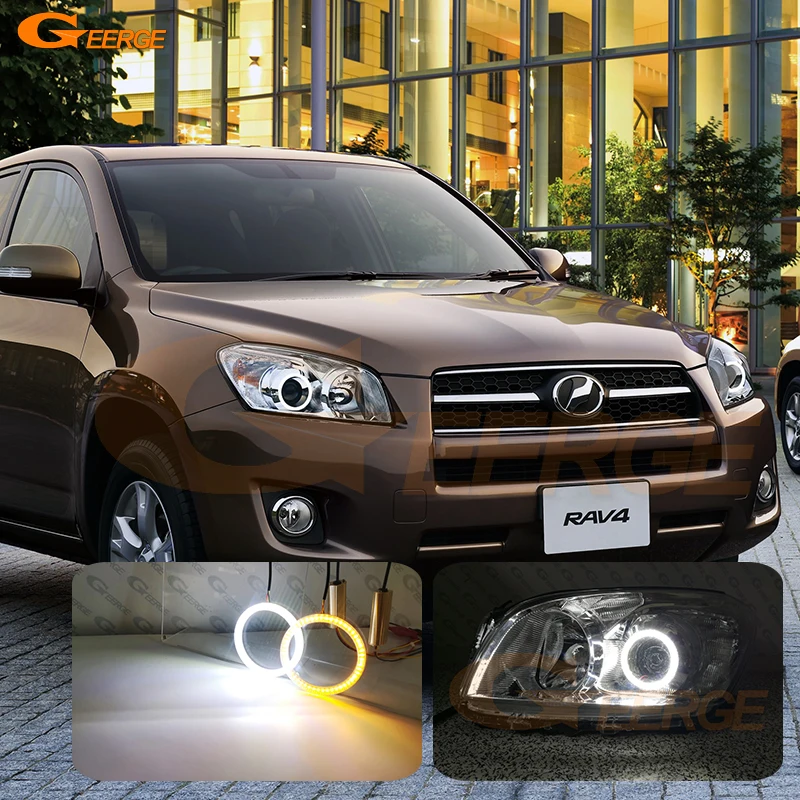 

For Toyota RAV 4 RAV4 III 2009 2010 2011 2012 Excellent Ultra Bright A/W Switchback DRL Turn Signal LED Angel Eyes Halo Rings