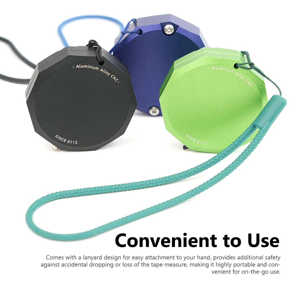 2m Retractable Tape Measure Woodworking Aluminum Alloy Ruler ABS Housing blue black green 48x48x13mm 80g Distance Measurement view 2