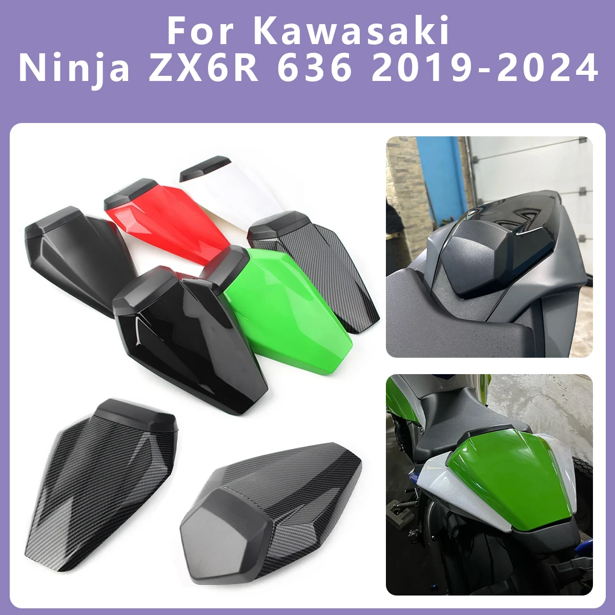 

Motorcycle Pillion Rear Seat Cover Cowl Solo Cowl Rear Fairing for Kawasaki Ninja ZX6R ZX636 ZX-6R ZX636 636 6R 2024 2019-2023