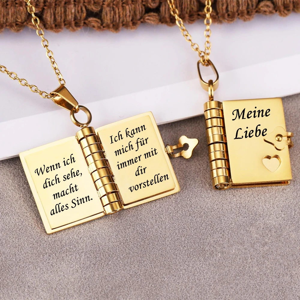 Deutsch Mein klein Stern Buch Anhänger Halsketten für Tochter Sohn Mein Liebe zu öffnende Buch Halskette Spanischer Schmuck Mi Campeón