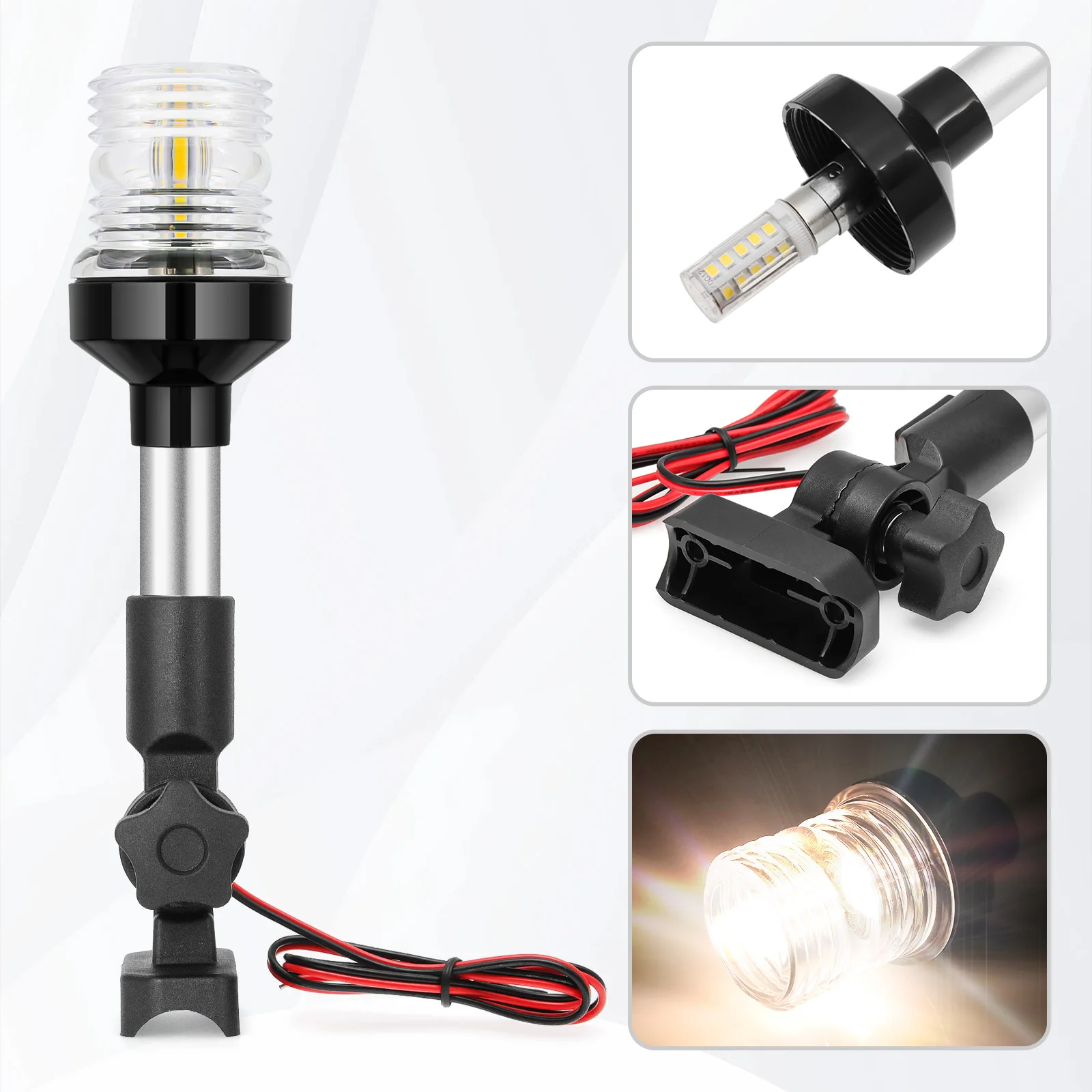9inch 12inch Boat Navigation Light Yacht Marine 180 Degree Fold Down Navigation Anchor Light Sailing Signal Light Accessories