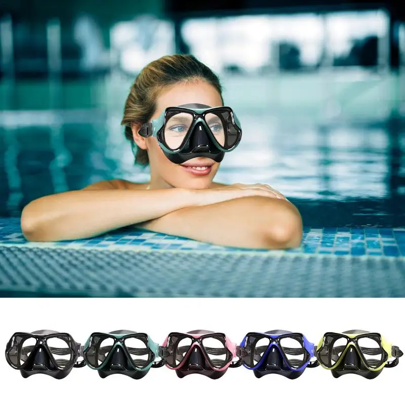 Diving Goggles With Nose Cover HD Waterproof Swim Eyewear Fully Dry Leakproof Nose-Protecting Integrated Face Glasses Indoor