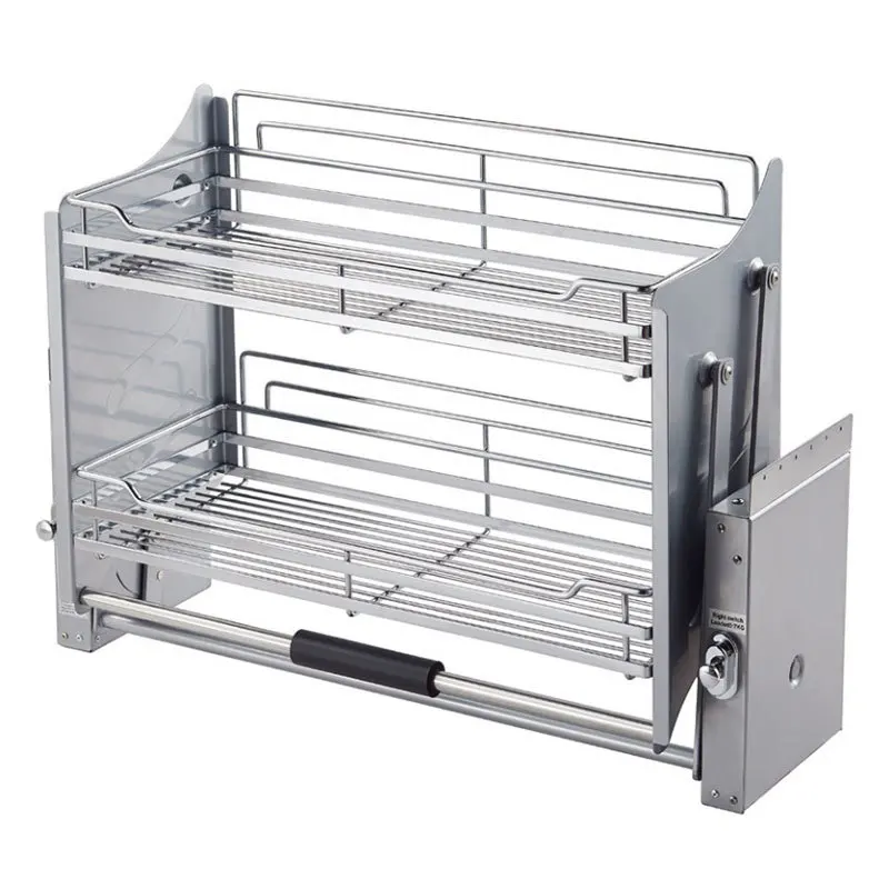 New Kitchen Wall Cabinet Elevator Basket Up Down Pull Type Cabinet Storage Rack Seasoning Dish Lift Basket