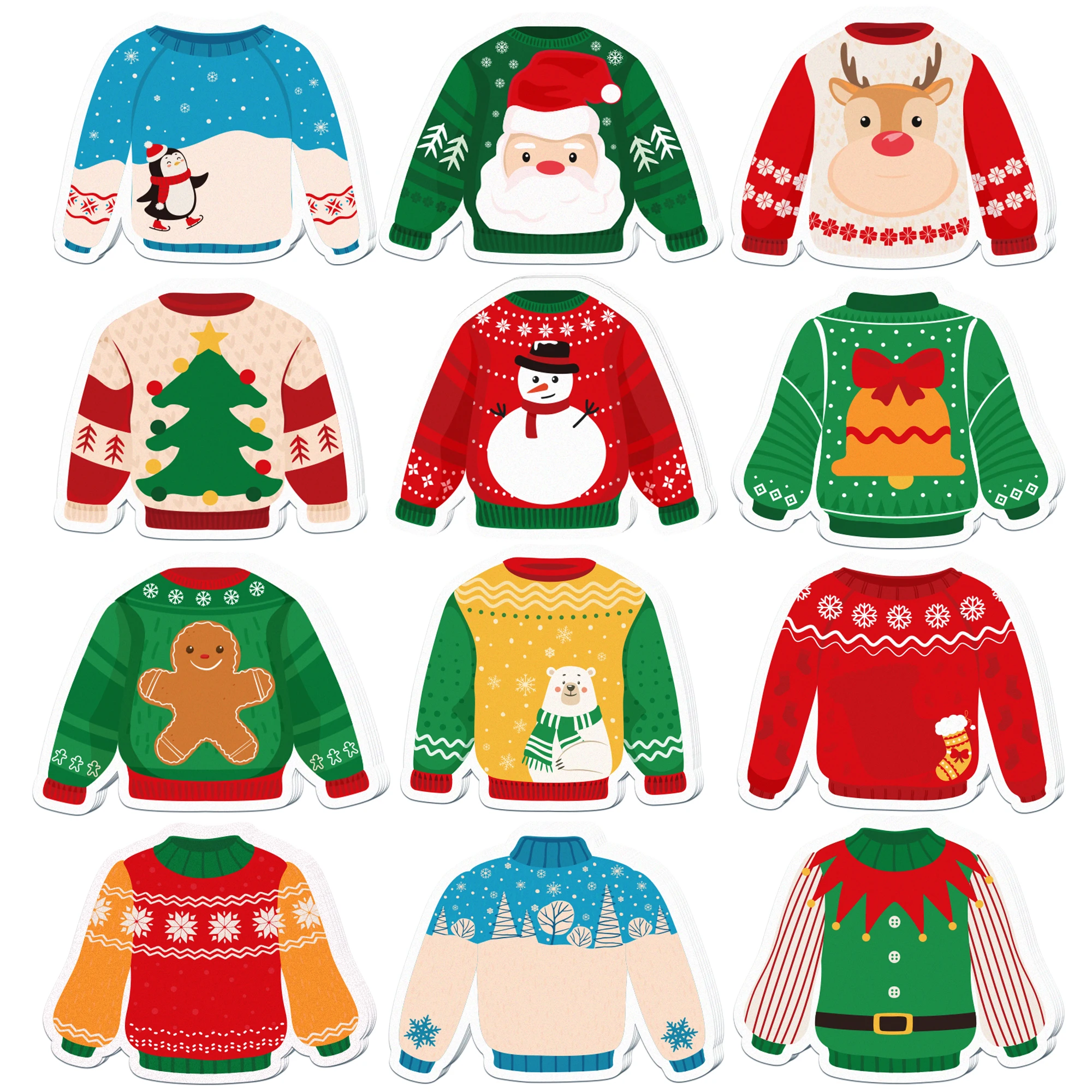 

12/24 шт., набор блокнотов в форме рождественского зимнего свитера, самоклеящиеся блокноты для заметок, липкие заметки на холодильник для рождественской вечеринки