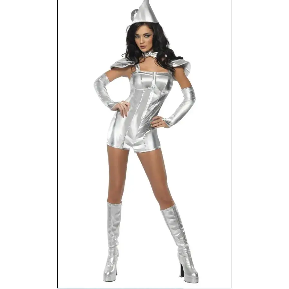 

loween Purple Silver Space Costume Cosplay Adult Women's Robot orm Performance Stage Wear Ele Lady's Outfit