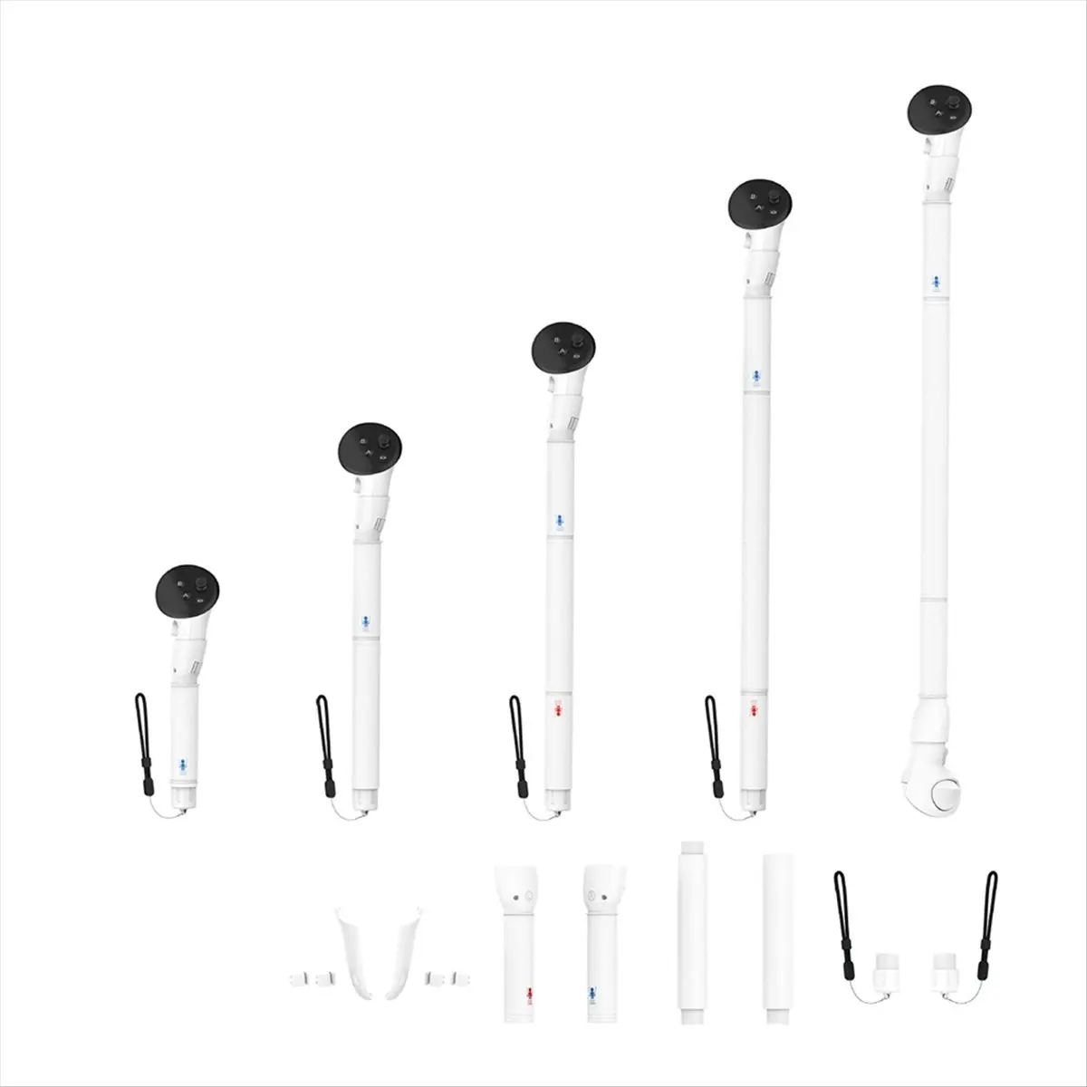 AABFK 5-in-1 VR-Controller-Adapter für Meta Quest 3, Griffe, Verlängerungen, lange Arme für Quest 3 VR Golf-Zubehör, Weiß