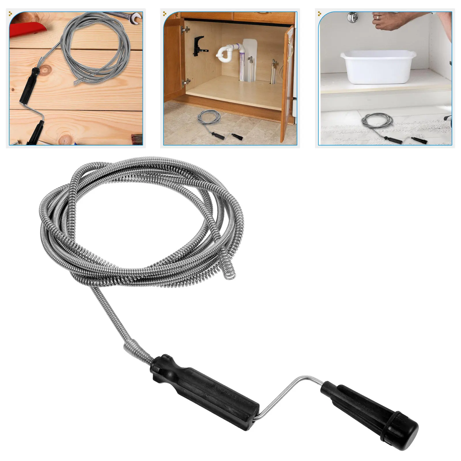 

Drain Spiral Auger Tool Efficient Hair Clog Remover for Kitchen Sink Shower Bathtub Bathroom Hotel Plumbing Unclogging Drain