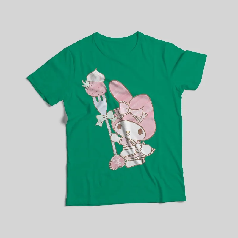 تيشيرتات مطبوعة من سلسلة سانريو، قطن 100%، متوفرة بـ 8 ألوان، النمط الأساسي الأكثر مبيعًا ملابس الأم وأنا/النسائية