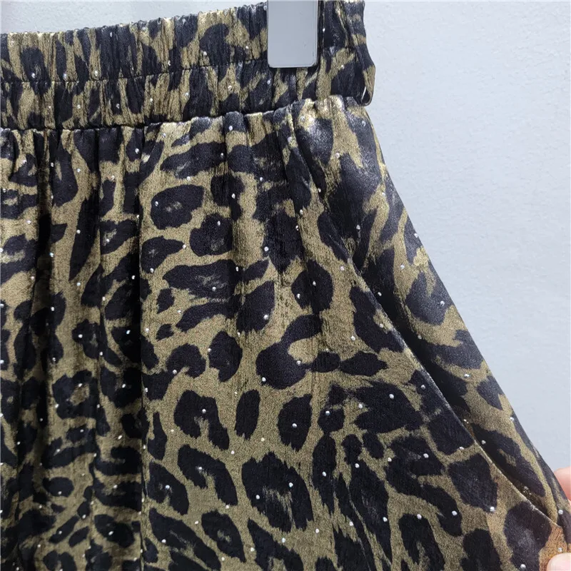 HKSH primavera otoño nueva falda de mujer moda leopardo impreso cintura elástica plisada elegante ropa de calle Retro faldas Y2K HK14914