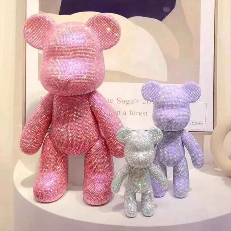 Rhinestone Crystal Bear Figure DIY Jewelry Cross Embroidery Bear Figurine Doll Glitter Applique Toy Decoration Desk Accessories