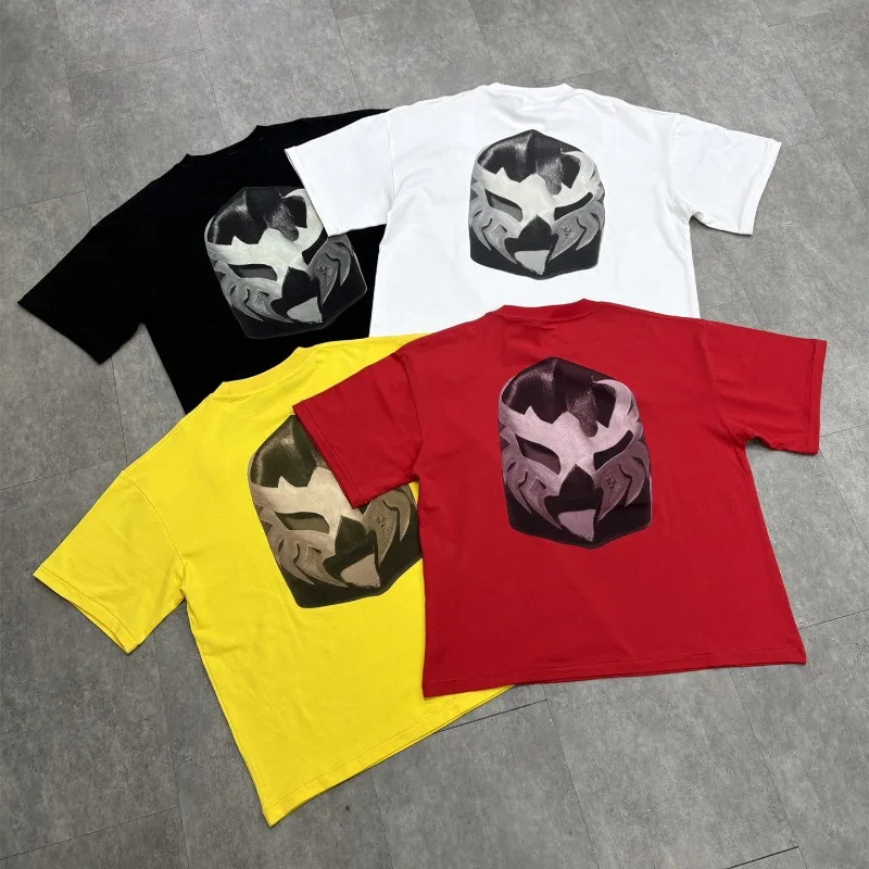 Big Five Star Print YZY Kanye West T Shirt Men Women American Streetwear Los Angeles Bully TS-07 Loose Back Mask Print Tops Tee