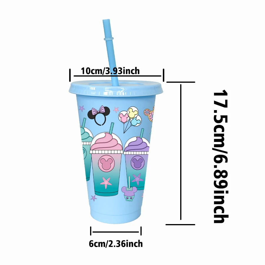 12 pièces/paquet Disney, avatar de Minnie, tasse d'eau en plastique multicolore de 26oz, ustensiles de boisson pour fête, cadeau d'anniversaire/retour à l'école
