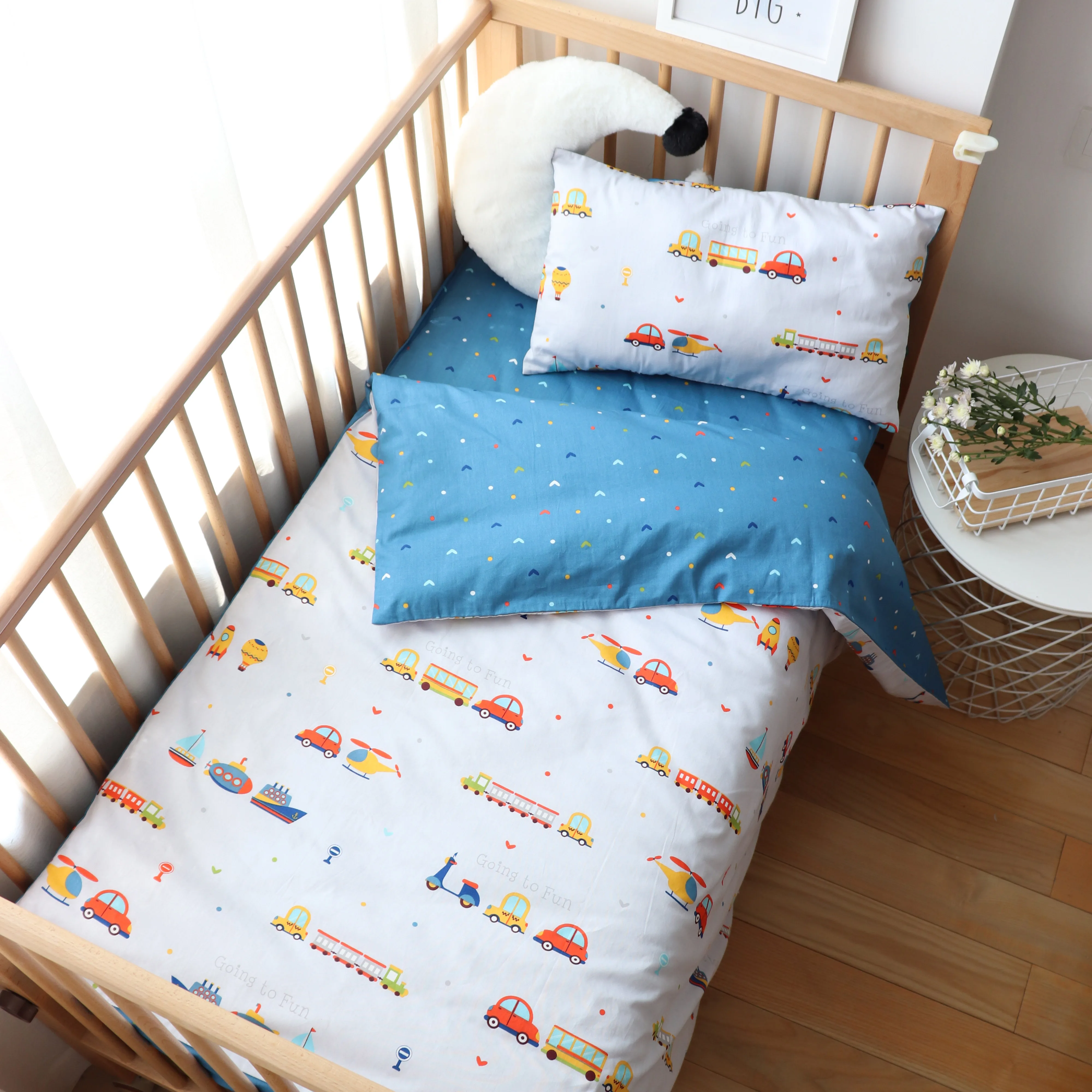 Baby Nursery Bedding Set 3 Pcs Cotton Cartoon Bed Linens Boy Girl Cot Crib Kit Pillowcase Quilt Cover Sheet Children Custom Size