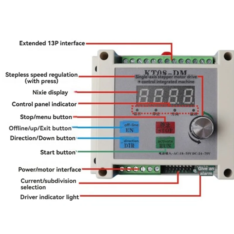 N82R Single-Axis Stepper Controller Stepper Motor Drive Controller Ultra-Low Vibration Noise Stepless Encoder Speed Regulation