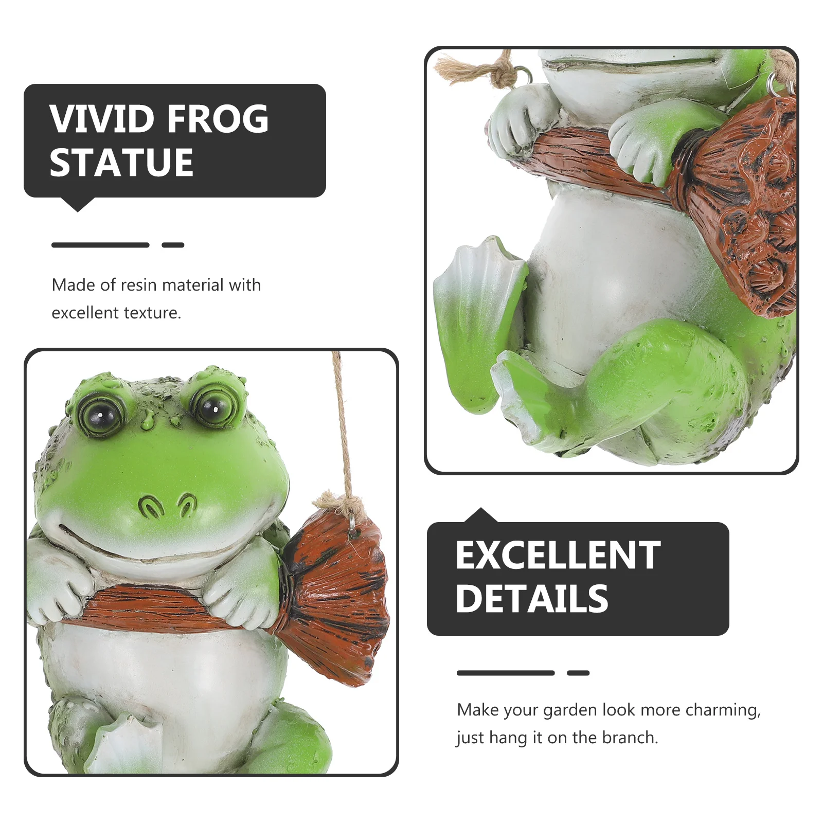 

Frog Statue Resin Swing Decor for Garden Yard Lawn Patio Outdoor Home Miniature Animal Ornament Hanging Rope Design