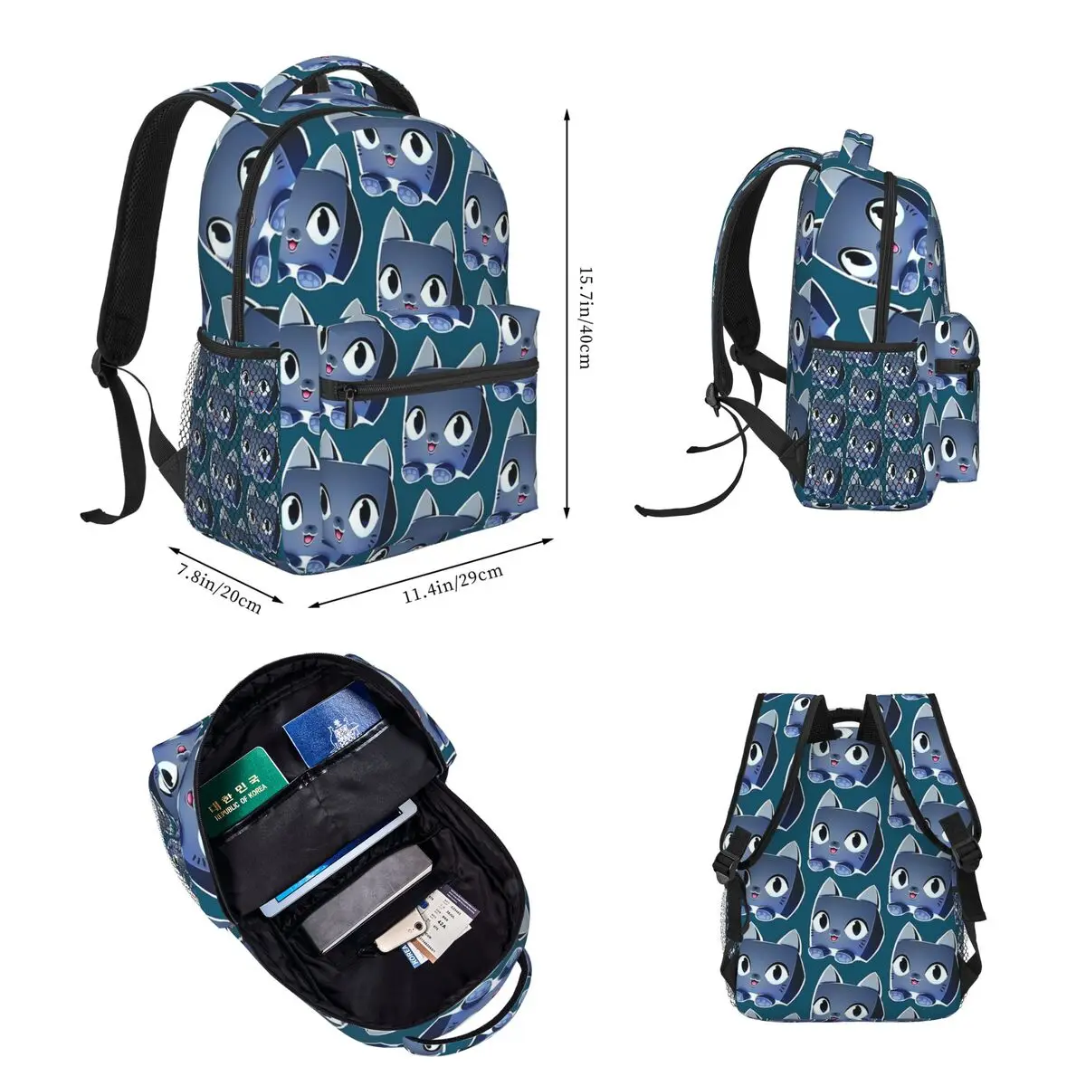 Mochilas de código X Simulador de mascotas para niños y niñas, mochila escolar de dibujos animados, bolsa de almuerzo, bolsa para bolígrafos, juego de tres piezas