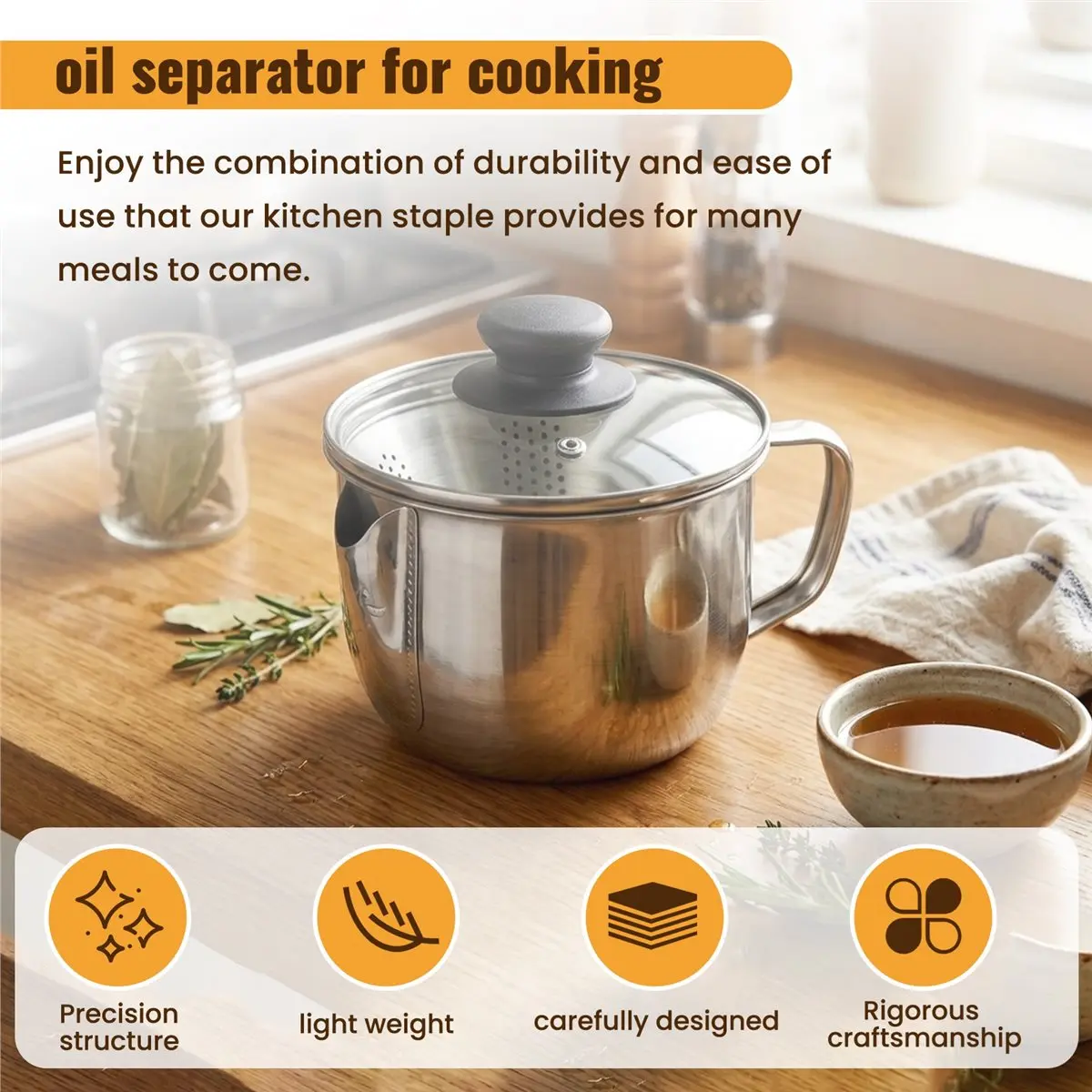 【a03r】-stainless-steel-fat-separator-1l-4-cup-gravy-grease-separator-with-strainer-and-glass-lid-soup-oil-separator-cup