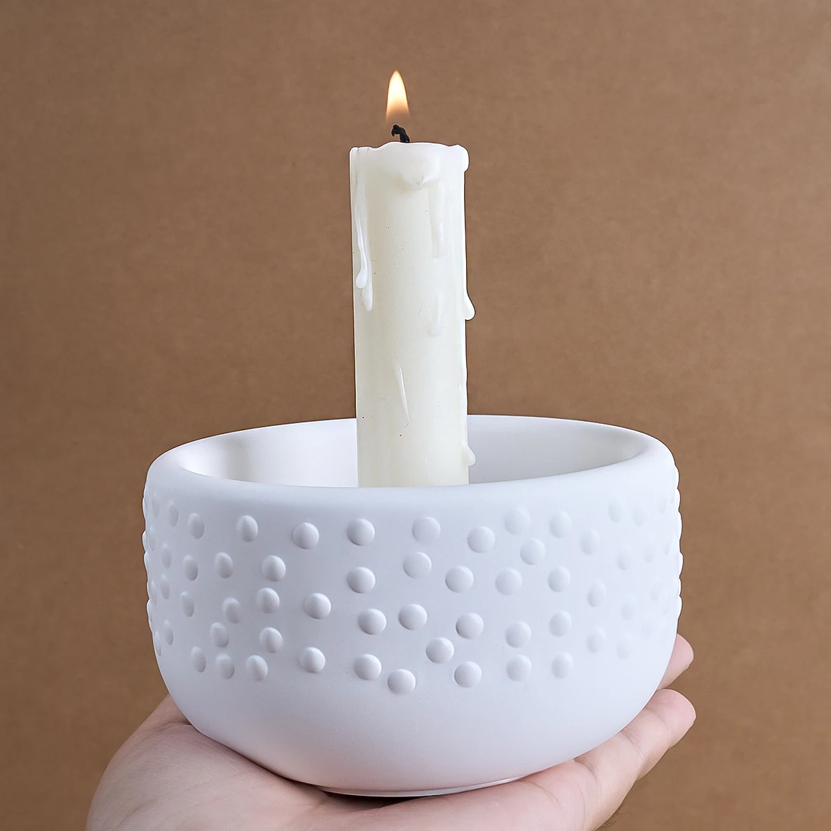 Polka Dot Candle Holder Silicone Mold DIY Round Pattern Plaster Candle Base Storage Bowl Concrete Resin Mold Home Decor Craft view 4