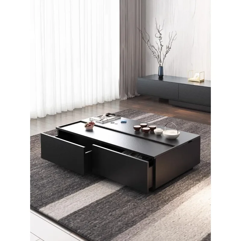 Modern simple coffee table black oak grain liftable design storage rectangular creative master Nordic tea table