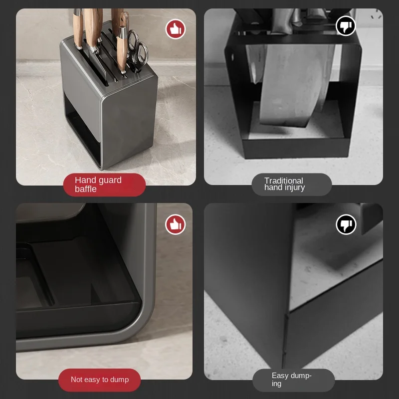 Soporte multifunción para cuchillos, soporte de acero inoxidable para cubiertos, bloque insertado, tanque de almacenamiento, accesorios de cocina