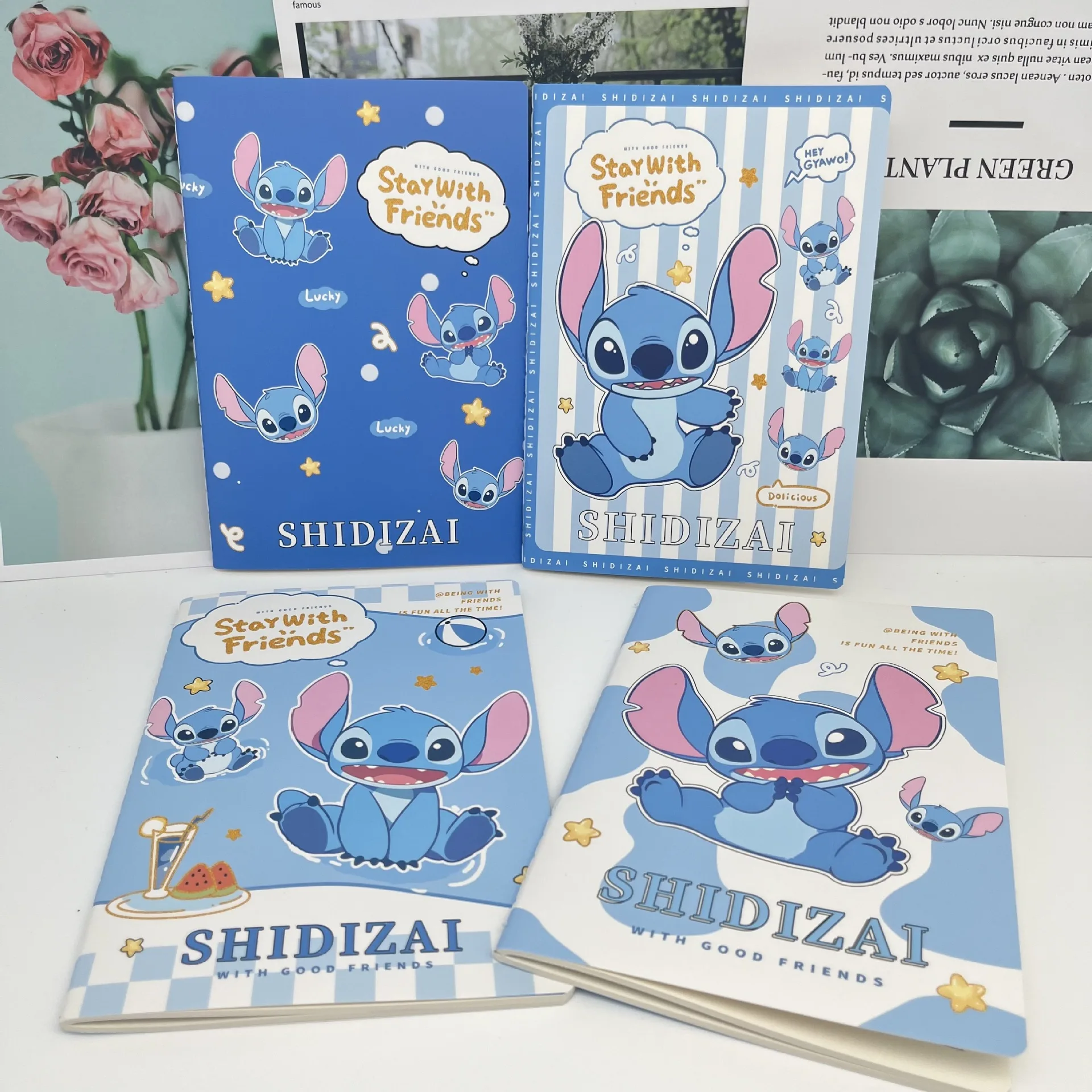 Random 1pcs A5 Cute Cartoon Trio Disney Stitch Car Linebook Student Soft Surface Copy Notebook Horizontal Line This article