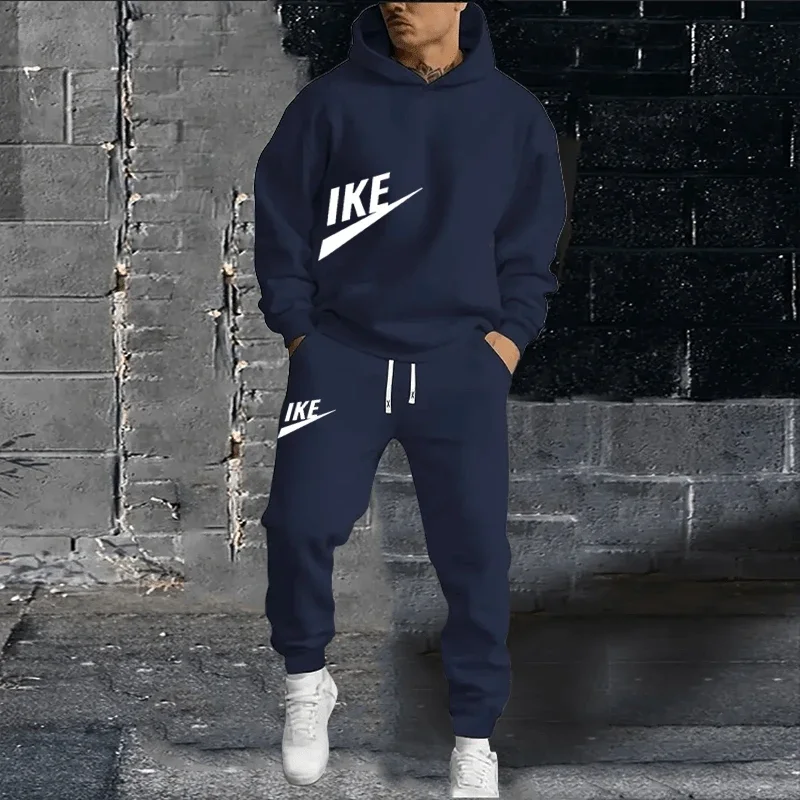 Men's clothing autumn and winter hoodie + pants hip hop two-piece fashion slim fitness jogging casual sportswear suit