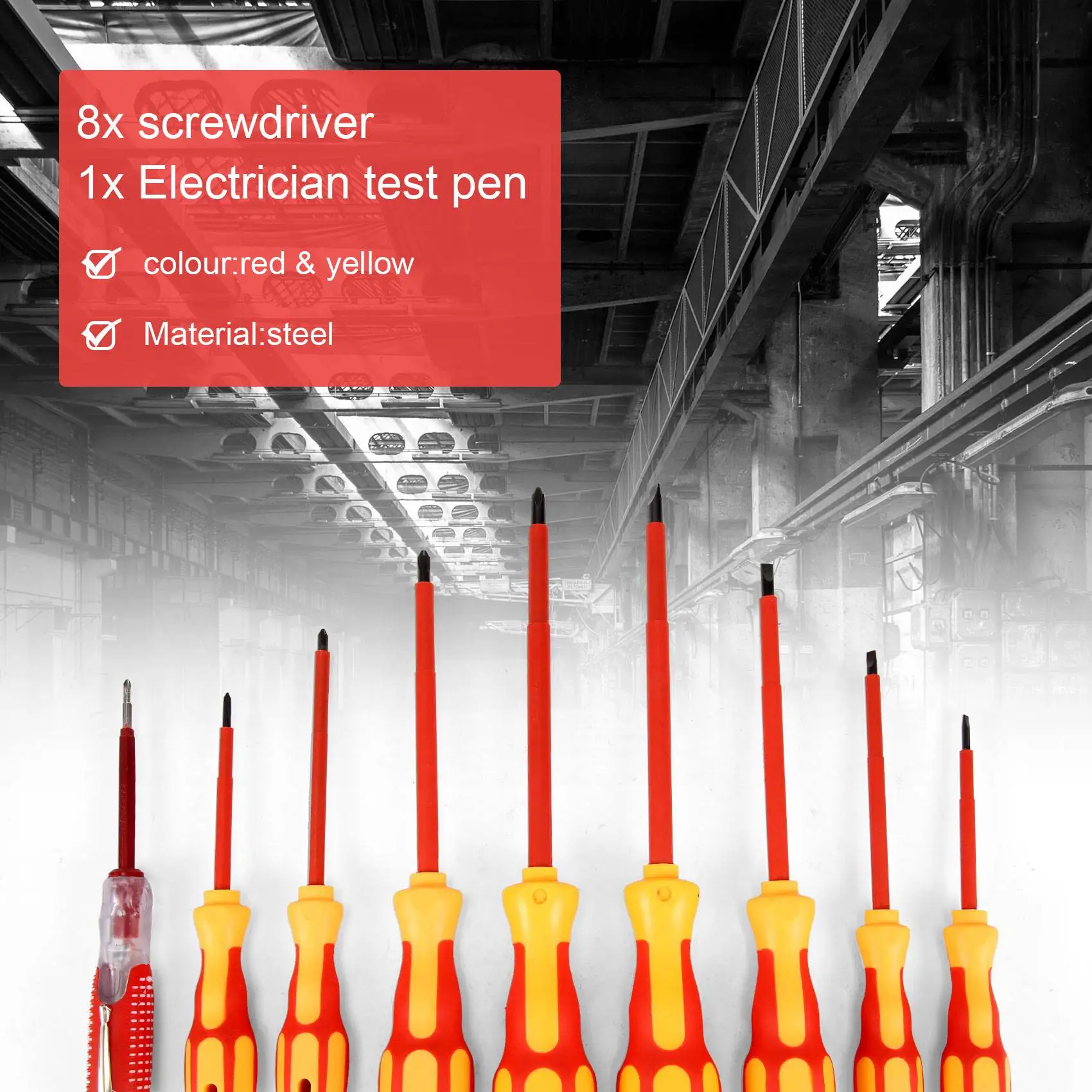 

Набор изолированных электрических отверток, 2025 + 9 предметов, 1000 В, с магнитными наконечниками и 1 набором электрических отверток с тестовой ручкой
