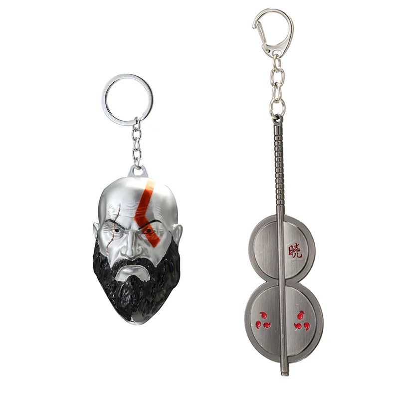 Fashion Anime Ninja Fan Keychain God of War Ares 4 Kratos 3D Avatar Keyring For Men Women Gifts