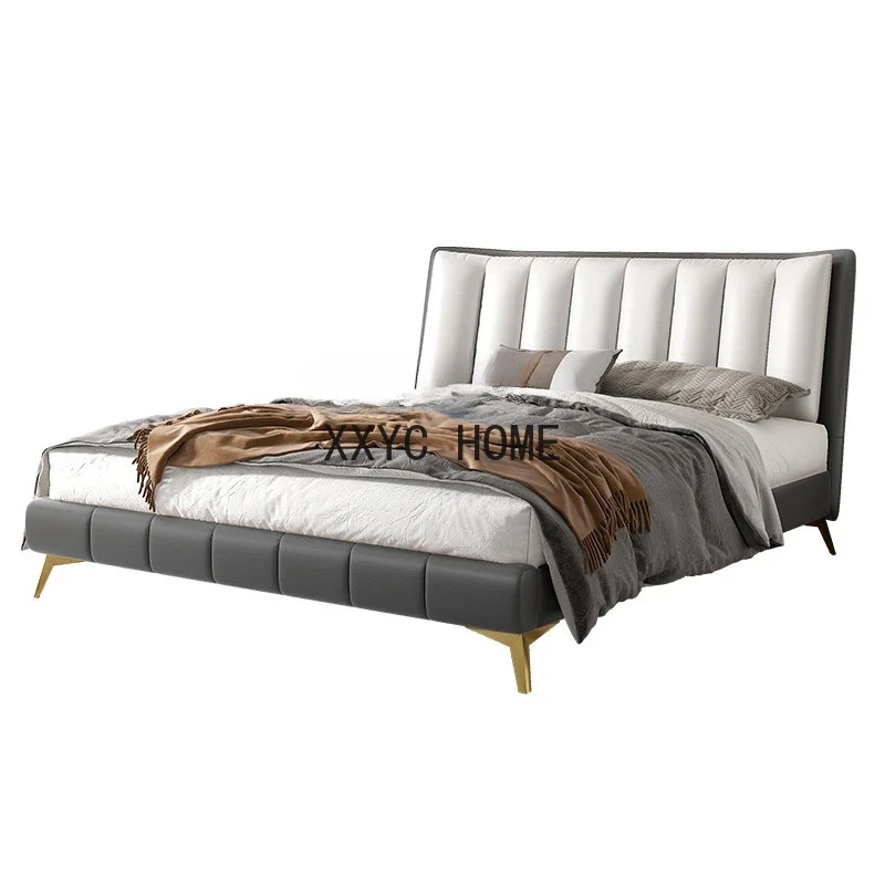 Nordic Leather Bed Light Luxury Modern Simple Double Bed Master Bedroom Soft Bag Marriage Bed 1.8 M