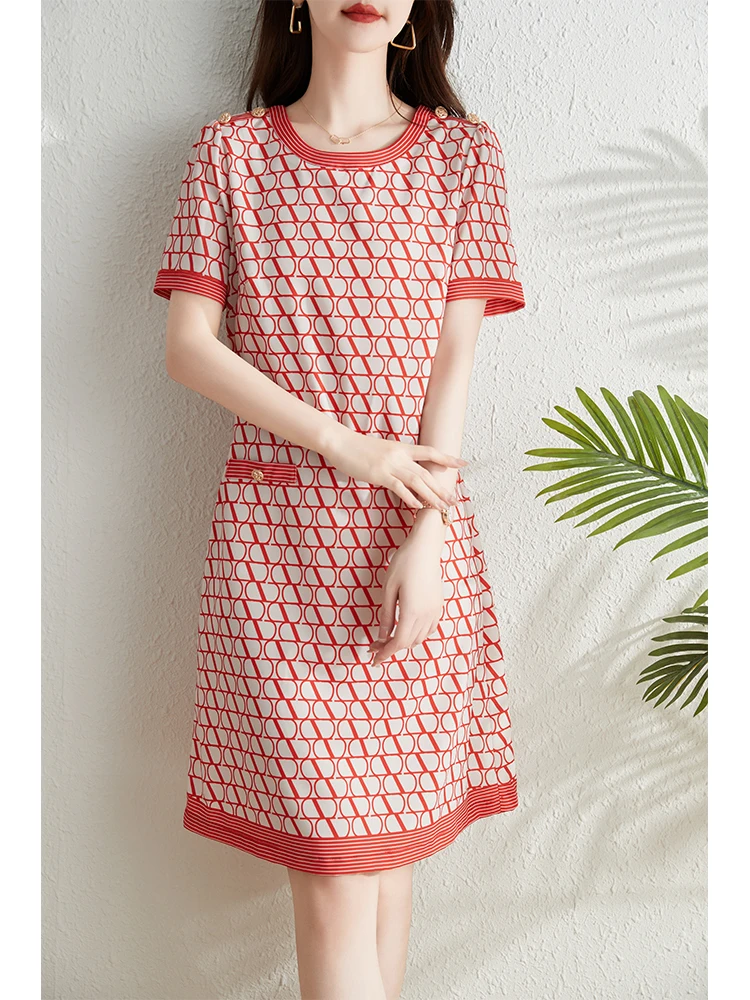 Ele A-Line Dr Damen Faionable Print ort Sve Midi Dr Korean Sle Commute Polyesterfaser Sommer Dr