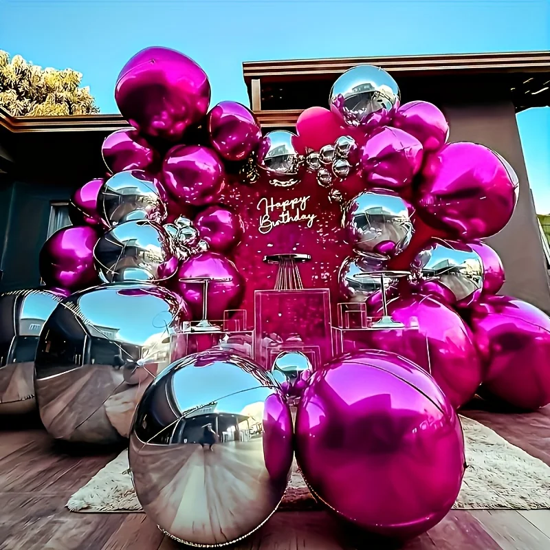 

64pcs, 4D Pink Silvery Combo Pack Foil Balloons, Suitable for Party Balloon Decorations, Party Decorations, Disco Party Decorations, Birthday Decorations, Wedding Decoration Balloons, Anniversary Decorations, Outdoor Games Balloons.